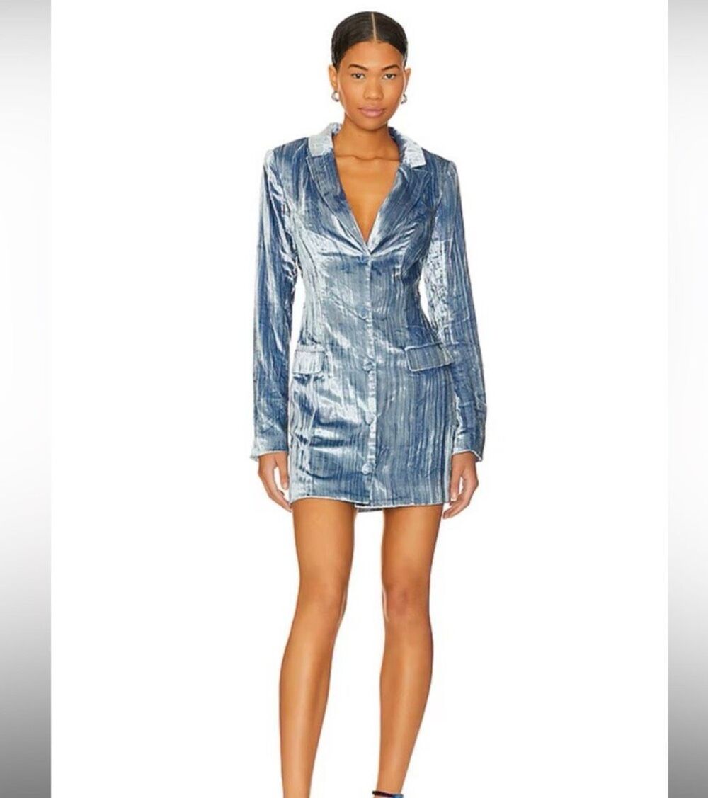 House of Harlow 1960 x Revolve Oriley Blazer Dress in Light Blue Size Small Nwt